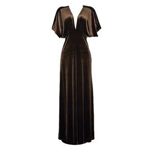 BHLDN Brown Velvet Maxi Dress